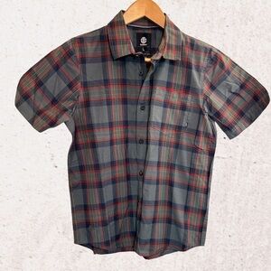 Element Blue and Red Button Down Shirt Short Sleeve